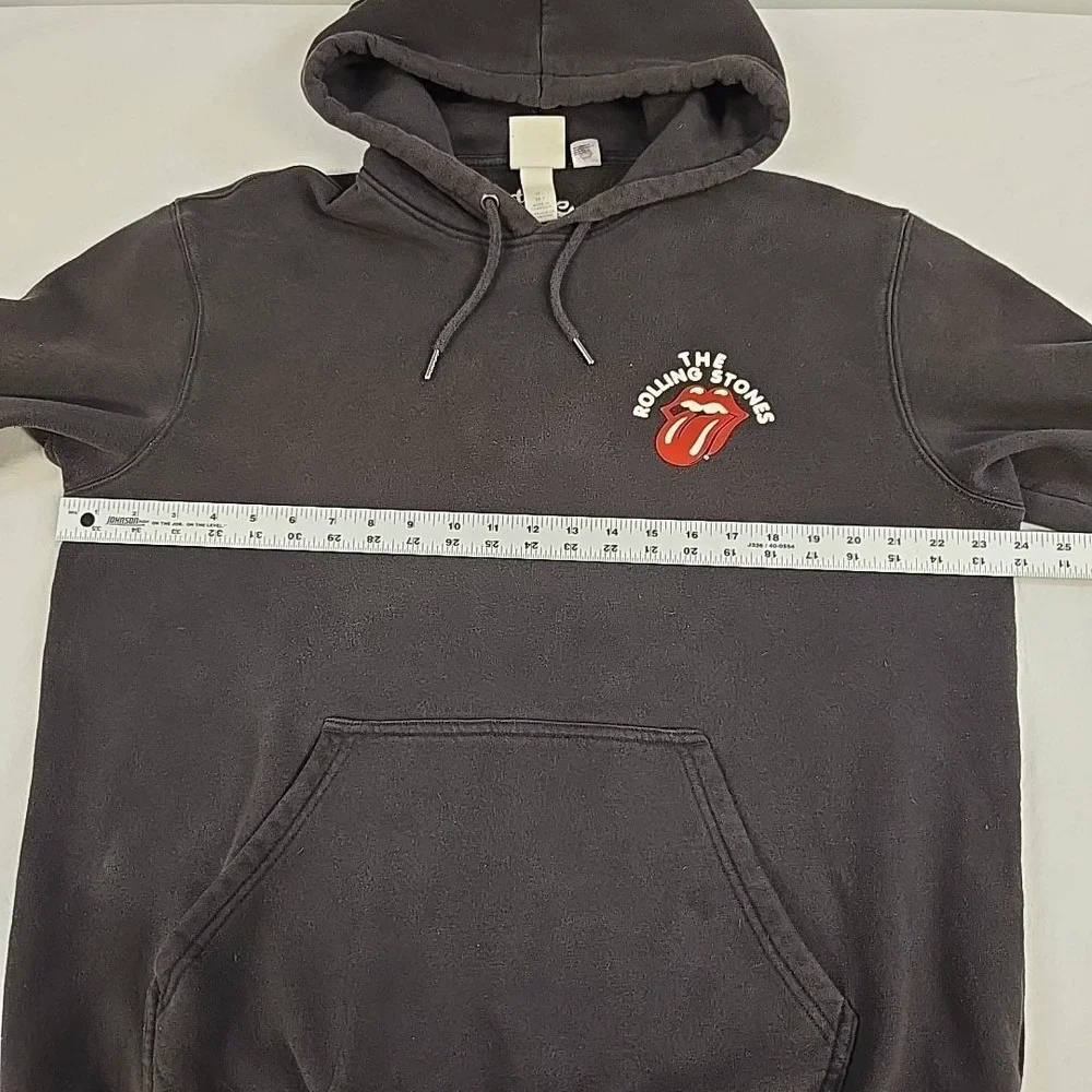 H&M Rolling Stones Sweatshirt Mens Size Large Black Lips Tongue Logo Hoodie - Picture 6 of 11